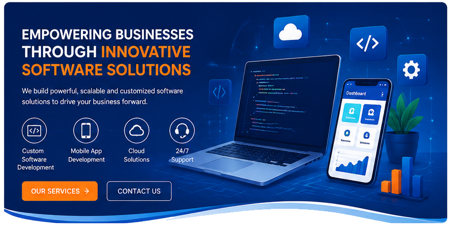 Geetanjali Software Solution — custom software, mobile apps and dashboards on laptop and phone